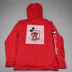 Disney Mickey Mouse Hoodie Womens Medium Red Columbia Omni-Shade Pullover